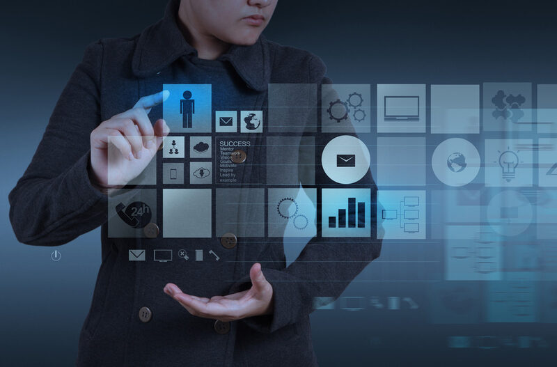 Technology consultant working with holographic interface